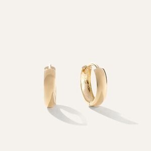 Plated small tiny Huggie square rectangle Chic Gold Hoop Earrings